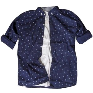 Blue Printed Shirt with White Inner